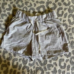 White and light gray lululemon shorts.